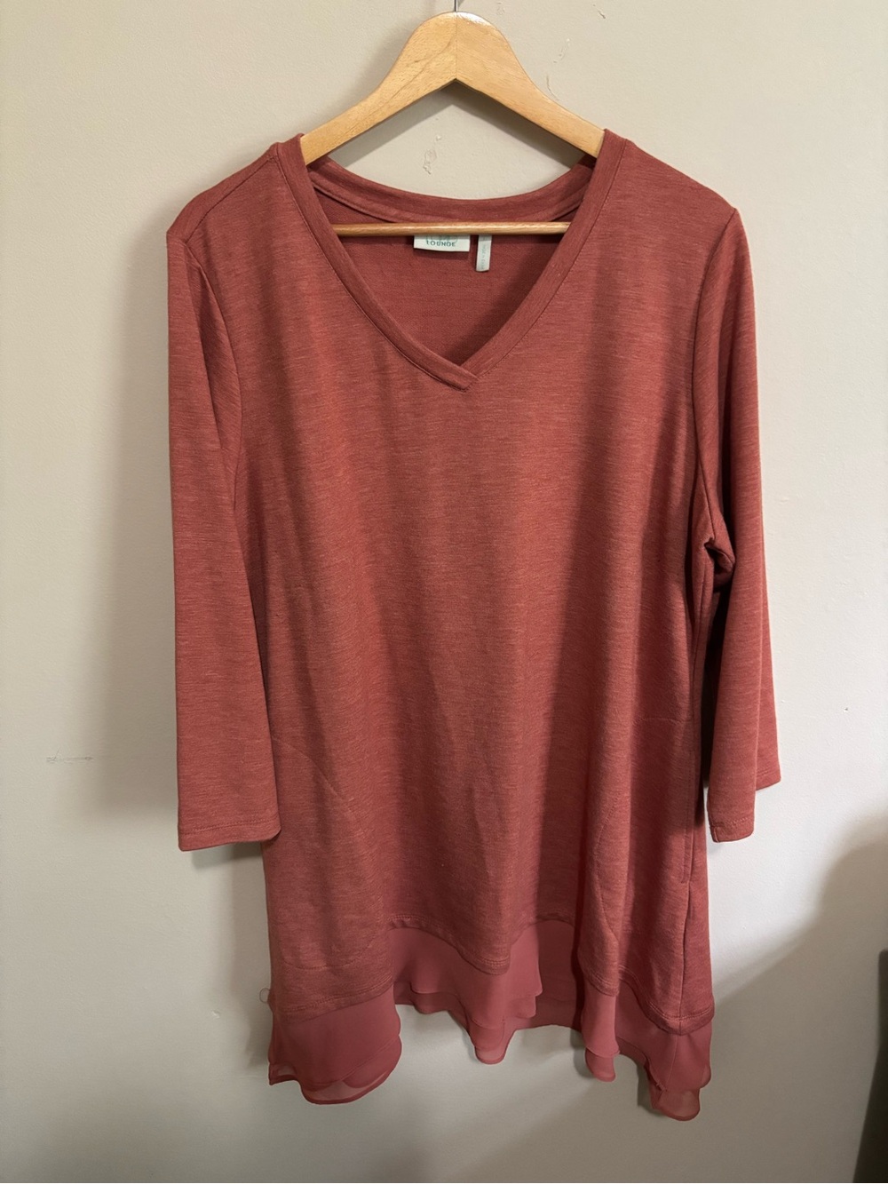 Logo Lounge Terra Cotta V-Neck Tunic with Chiffon Hem - Picture 7 of 7